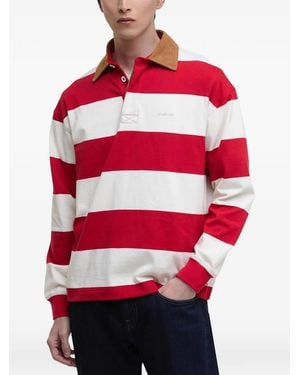 Barbour Gestreiftes Poloshirt Mit Cordkragen - Rot