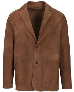 Al Duca d'Aosta Single-Breasted Suede Blazer - Brown