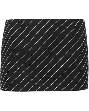 Philipp Plein Crystal-Embellished Pinstriped Mini Skirt - Black
