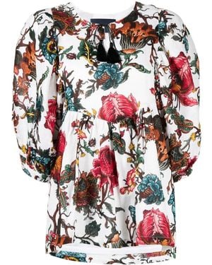 Samantha Sung Floral-Print Gathered Blouse