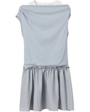 B+ AB Layered Ruffled Mini Dress - Gray