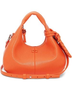 Ganni Mini Textured Leather Tote Bag - Orange