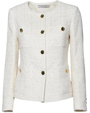 Tagliatore Tweed Button-Front Jacket - White