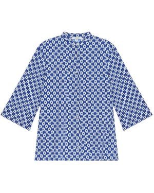 Maliparmi Three-Quarter Sleeve Geometric Pattern Shirt - Blue