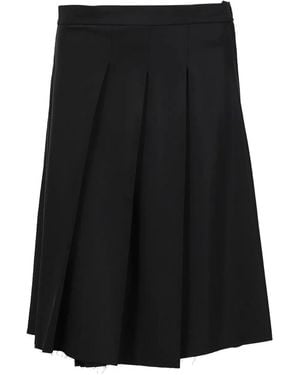 Song For The Mute Pleated Frayed-Edge Skirt - Black