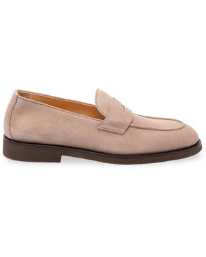 Brunello Cucinelli Penny-Slot Suede Loafers - Natural