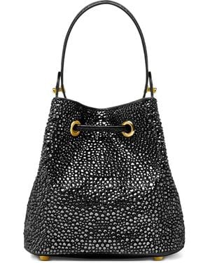 Versace La Medusa Crystal-Embellished Mini Bucket Bag - Black