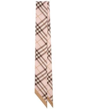 Burberry Fular Fino Con Motivo Check En Contraste - Blanco