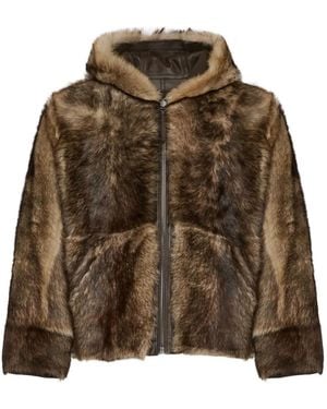 Yves Salomon Reversible Toscana Lambskin Hoodie - Brown