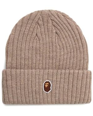 A Bathing Ape Ape Head Ribbed-knit Beanie - ナチュラル