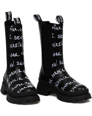 Desigual Botas chelsea con letras estampadas - Negro