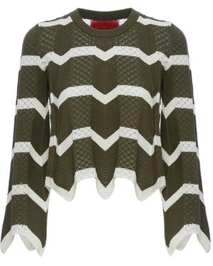 La DoubleJ Kurzer Chevron-Pullover - Grün
