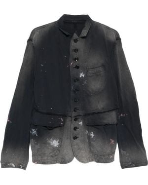 KHOKI Button Distressed Jacket - Black
