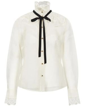 Zimmermann Lace-Trim Pussy-Bow Shirt - White
