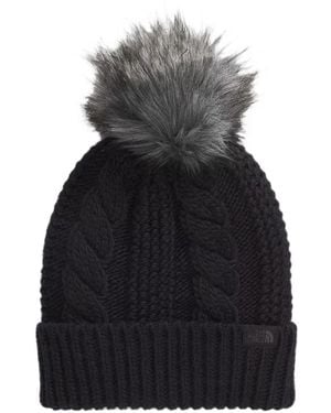 The North Face Cable-Knit Pompom Beanie Hat - Black