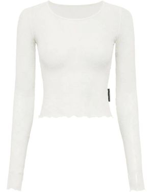 Marine Serre Recycled Mesh Flock Ss Cropped Top - White