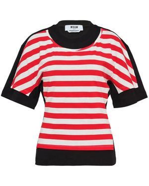 MSGM Gestreept T-Shirt - Rood