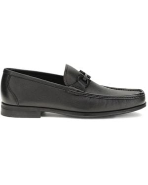 Ferragamo Gancini-Embellishment Leather Loafers - White