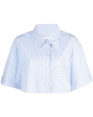 Viktor & Rolf Striped Cropped Organic-Cotton Shirt - Blue