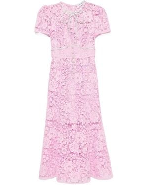 Self-Portrait Crystal-Embellished Floral-Lace Midi Dress - Pink