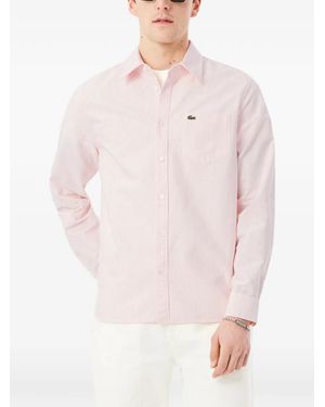 Lacoste Oxford Striped Long-Sleeve Shirt - White