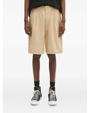 Aape By A Bathing Ape Pleated-Detail Logo-Patch Shorts - Natural