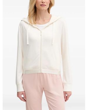 Guess Logo-Embroidered Zip-Up Hoodie - White
