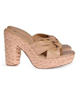 Carrano Knotted Crossover-Strap Sandals - Pink