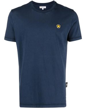 Star Point Logo-Patch Cotton T-Shirt - Blue