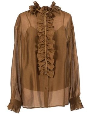 Twinset Ruffled Long-Sleeve Blouse - Brown