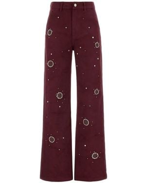 Des Phemmes Crystal-Embellished Cargo Pants - Purple