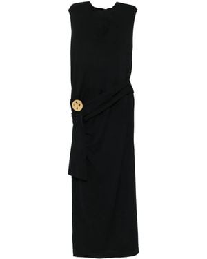 Jil Sander V-Neck Draped Maxi Dress - Black