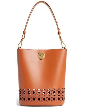 Coccinelle Medium Nikla Laser-Cut Leather Shoulder Bag - White