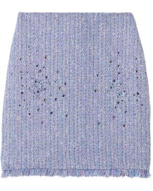 St. John Verzierter Lurex-Tweed-Rock - Blau