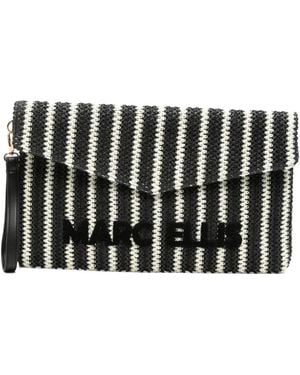 Marc Ellis Striped Logo-Patch Clutch Bag - Black