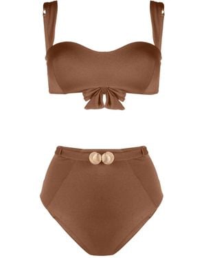 Noire Swimwear Set Bikini A Fascia - Marrone