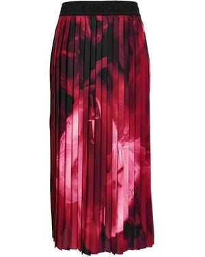 Versace Jeans Couture Pleated Rose-Print Skirt - Red