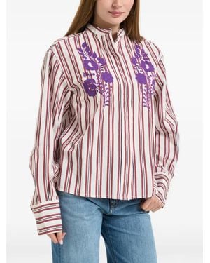 Antik Batik Miradi Striped-Pattern Embroidered Shirt