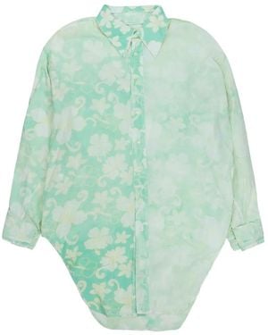 Edward Cuming Floral-Print Bleached Dress - Green