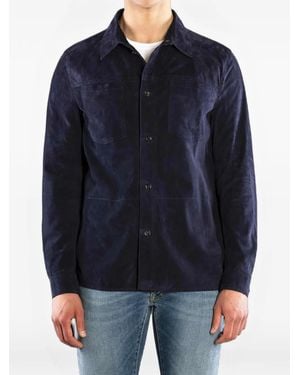 Moorer Chaqueta De Ante Con Botones - Azul