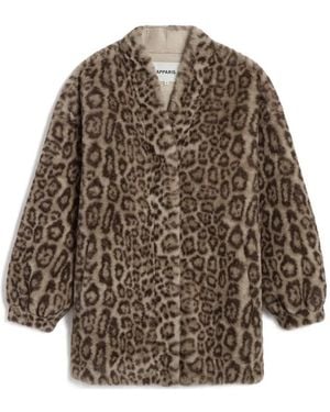Apparis Jane Leopard-Print Faux-Fur Coat - Brown