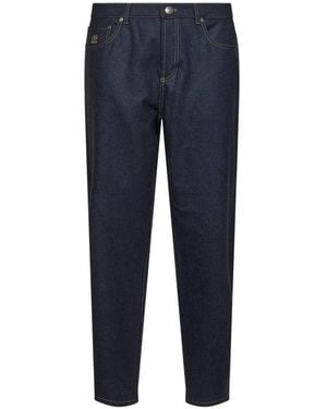 Brunello Cucinelli Solomeo Crest Embroidered Trousers - Blue