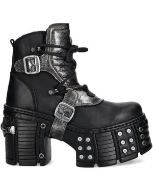 New Rock 120Mm Buckle Platform Boots - Black