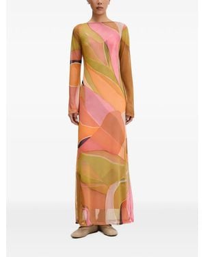 Never Fully Dressed Abstract-Print Midi Dress - Orange