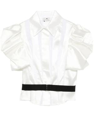 Elisabetta Franchi Puff-Sleeve Belted Shirt - White