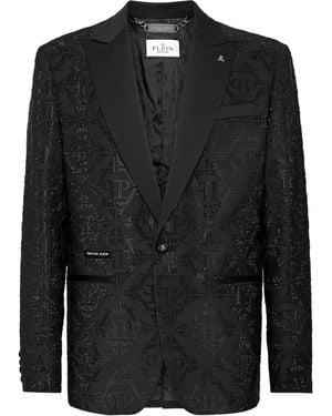 Philipp Plein Hexagon Crystal-Embellished Blazer - Black