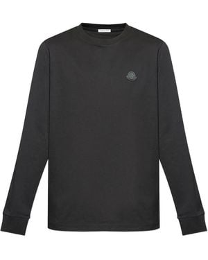 Moncler Logo-Patch Long-Sleeve T-Shirt - Grey