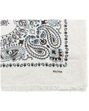 Kujten Paisley-Print Fringed Scarf - Grey