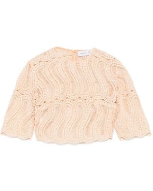 Raquel Diniz Sabi Guipure-Lace Cropped Top - Natural