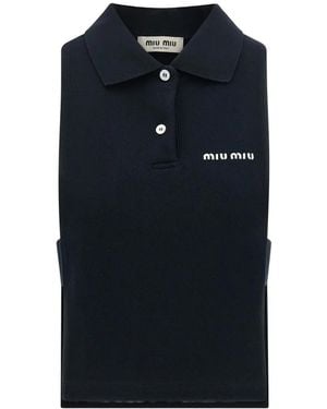 Miu Miu Piqué Polo Vest - Blue